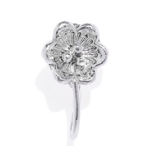 Silver Plated Delicate Floral Nose Pin for Women