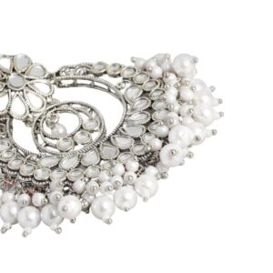 Silver plated Kundan Mirror Chandbali Earrings | Delicate Mini Chandbalis | Festive Indian Traditional Jewellery for Women
