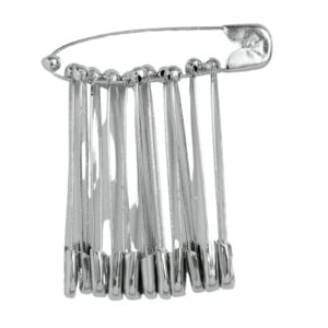 Silver Plated Shiny Stainless Steel Material Safety Pins/ Metallic Saree Pins/ Hijab Pins with Secured Closure for Women and Girls Pack of 12 pcs.