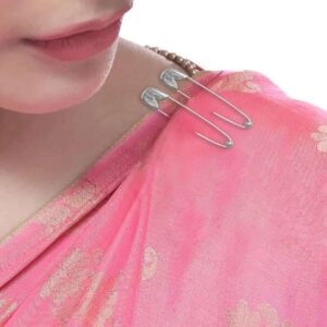 Silver Plated Shiny Stainless Steel Material Safety Pins/ Metallic Saree Pins/ Hijab Pins with Secured Closure for Women and Girls Pack of 12 pcs.