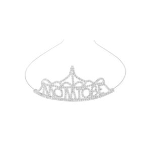Silver Plated ‘MOM TO BE’ Studded Crown Hair Band for Women
