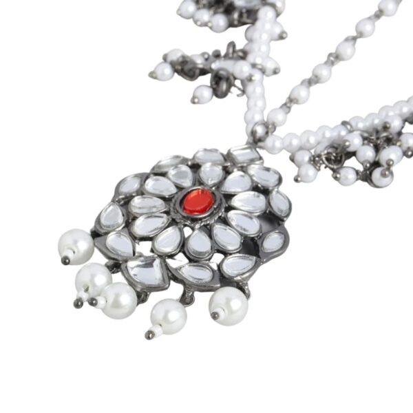 Accessher Silver-Plated Oxidised White Embellished With