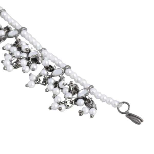 Accessher Silver-Plated Oxidised White Embellished With