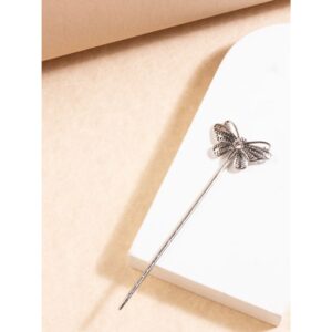 Silver Plated Oxidized Butterfly Hair Stick for Women