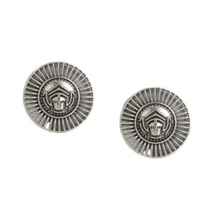 Silver Plated Oxidized Durga Mata Stud Earrings for Women
