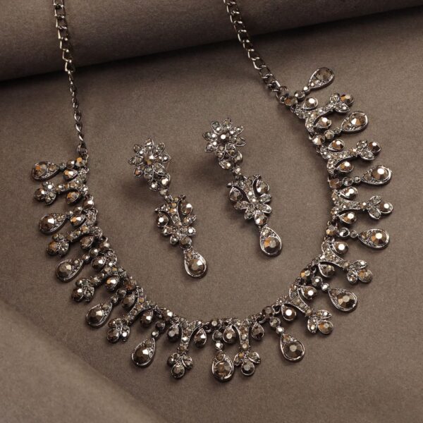 Silver Plated Party Wear Necklace Set of 3 for Women Studded