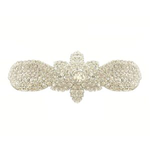 Silver Plated Rhinestones Studded Hair Barrette Buckle Clip for Women