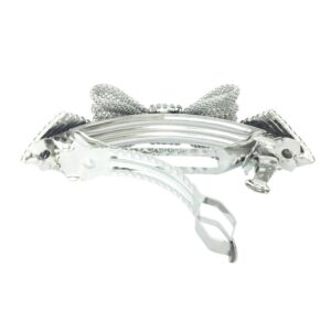 Silver Plated Rhinestones Studded Hair Barrette Buckle Clip for Women