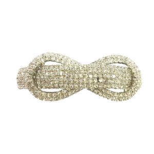 Silver Plated Rhinestones Studded Small Hair Barrette Buckle Clip for Women