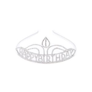 Silver Plated Studded ‘HAPPY BIRTHDAY’ Crown Hair Band for Women
