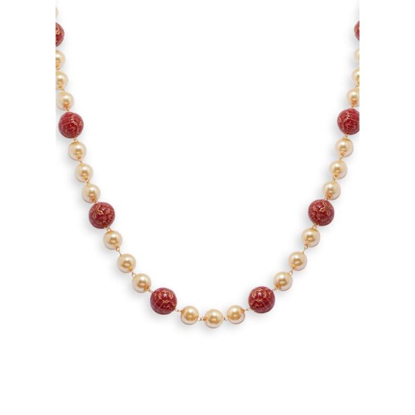 Single Line Royal Kamarbandh with White Pearls and Red