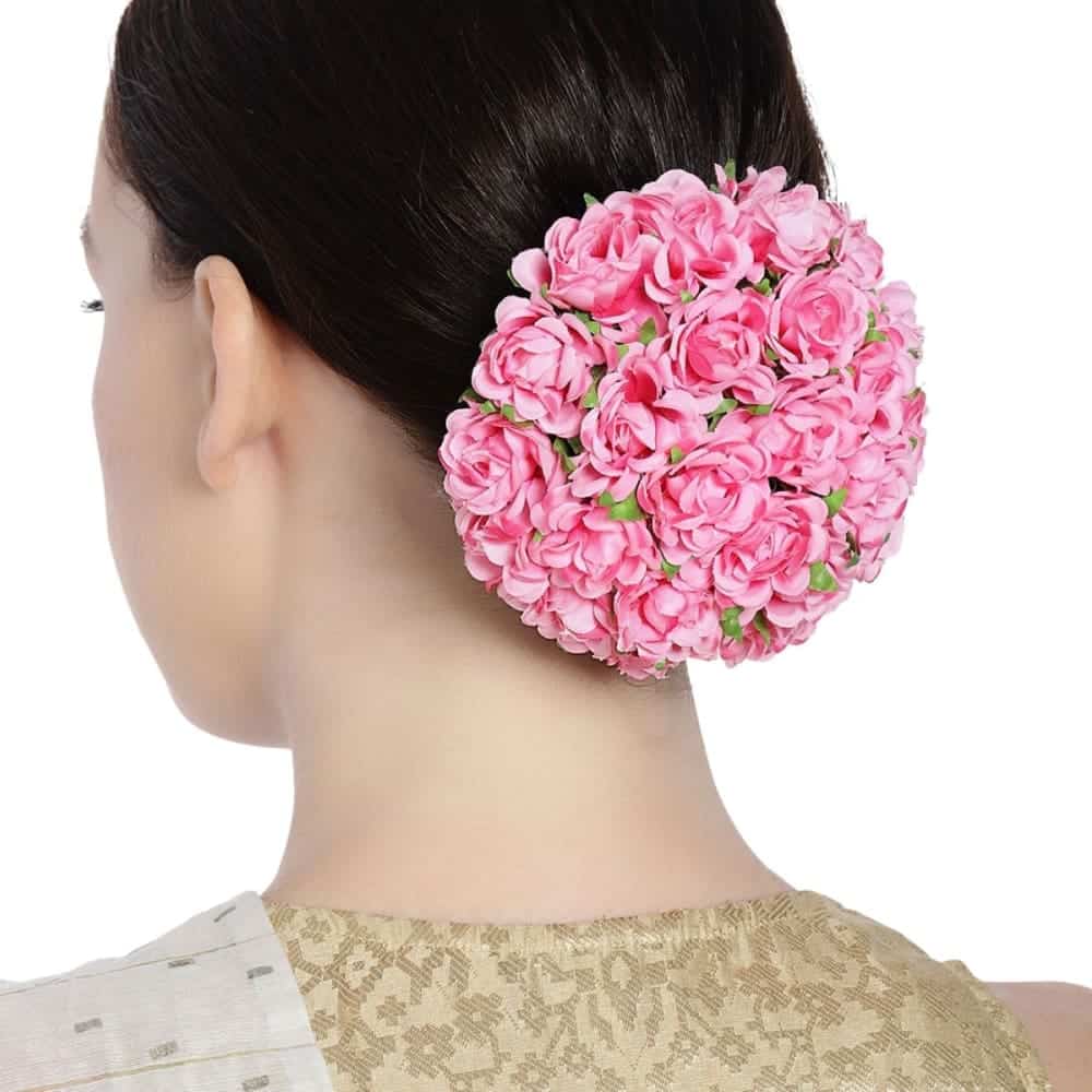 Statement Elastic Floral Hair Bun Cover handcrafted with