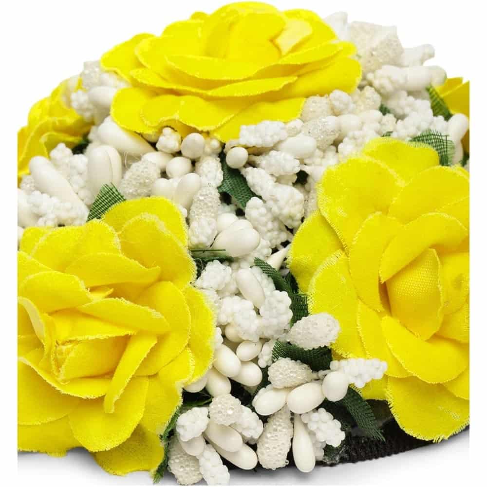 Statement Floral Hair Bun Cover with Artificial Yellow Roses
