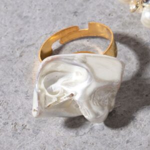 Statement Gold Baroque Freshwater Pearl Finger Ring for Women