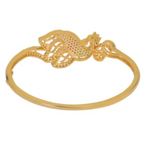 Statement Gold Plated American Diamonds Studded Peacock Design Handcrafted Bracelet for Women
