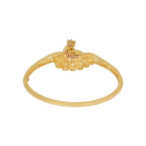 Statement Gold Plated American Diamonds Studded Peacock Design Handcrafted Bracelet For Women