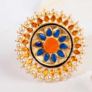 Statement Gold Plated Meenakari and Pearl Embellished Finger Ring