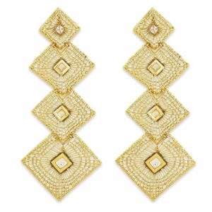 Antique Gold Tone Zinc Alloy Embellished with Statement Kundan Studded Filigree Dangle Earrings for Women and Girls pair of 1