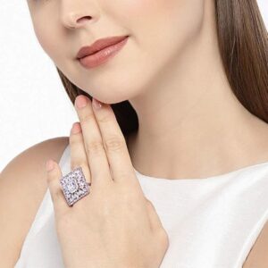Studded Festive Party Wear Adjustable Finger Ring Combo Set of 2 for Women