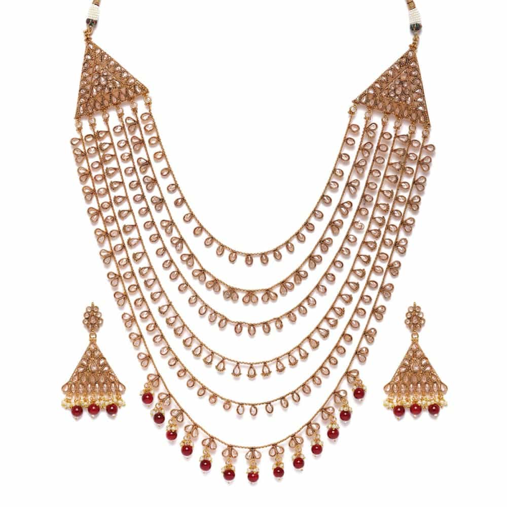 AccessHer Gold Plated Handcrafted Embellished Long Bridal