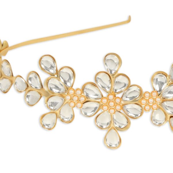 Stylish Designer Gold Plated Rhinestones and Pearls Studded