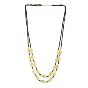 Stylish Dholki and Black Beads Necklace for Women