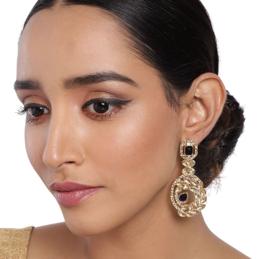 Stylish fancy Blue Gold plated Dangle Earring for women