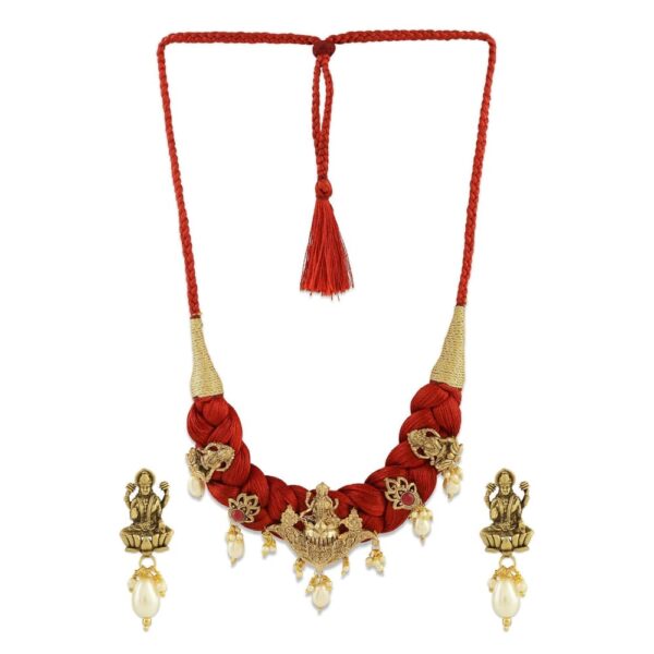 Enamel Pearl Silk Thread Tribal Temple Necklace