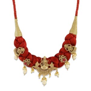 Temple Inspired Antique Braided Silk Thread Necklace Set for Women