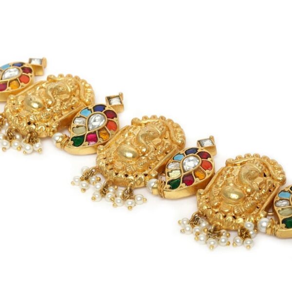 AccessHer Gold-Plated Multi Stone-Studded Temple Handcrafted