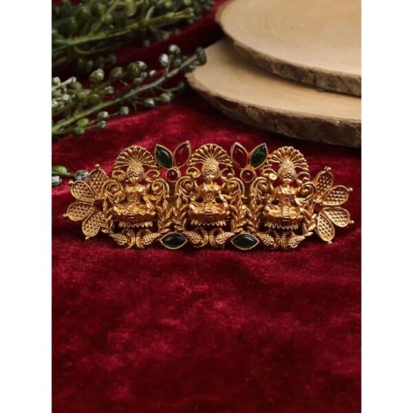Temple Inspired Matt Gold Plated Ruby Emerald Embellished