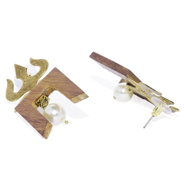 AccessHer Wooden and gold tone Trishul earring for