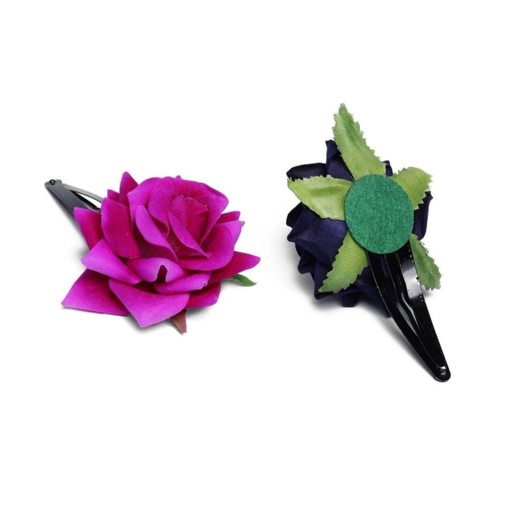 Tic-Tac Multicolor Fabric-Rose Handcrafted Hair Clips Pack