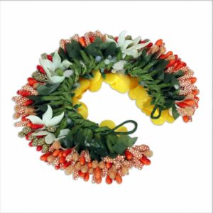 Tiny Yellow Roses & Orange-Toned Handcrafted Beaded Floral Gajra Style Hair Bun Accessory for Women