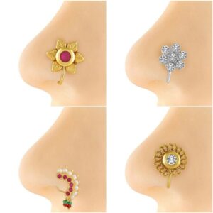 Traditional and Stylish Nose Pins Pack of 4 for Women