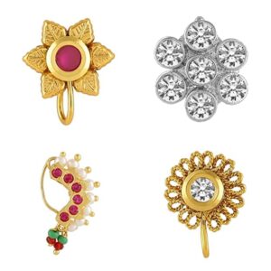 Traditional and Stylish Nose Pins Pack of 4 for Women