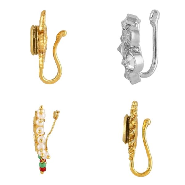 Golden Copper Ethnic Nose Pins/Nath - Pack of 4-