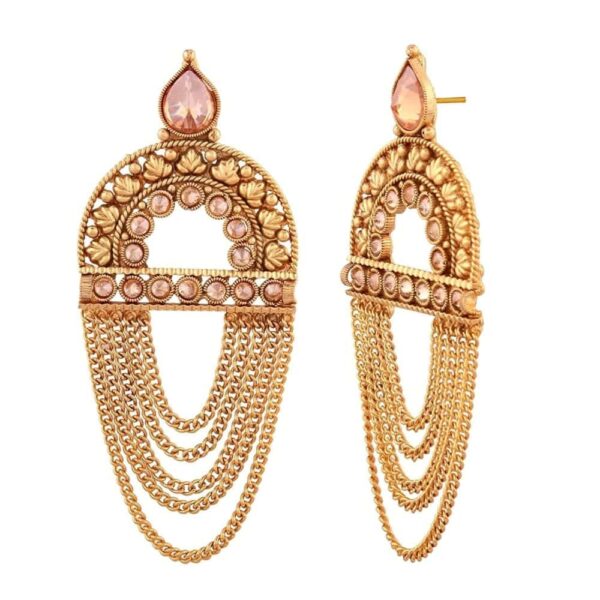 ER0417JM1229G -AccessHer Traditional Antique Gold Chand Bali Dangle Earrings - access-her
