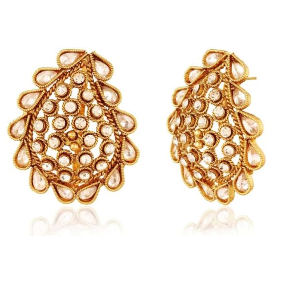Traditional Antique Gold Stud Earrings-ACERJS439GW