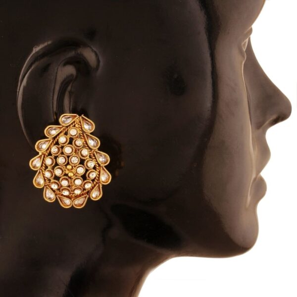 Traditional Antique Gold Stud Earrings-ACERJS439GW