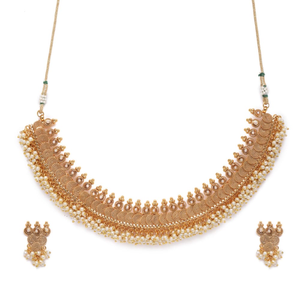 AccessHer Gold plated Handcrafted pearl necklace set for