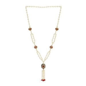 Traditional Ethnic Necklace with Pearls and Meenakari Beads for Women