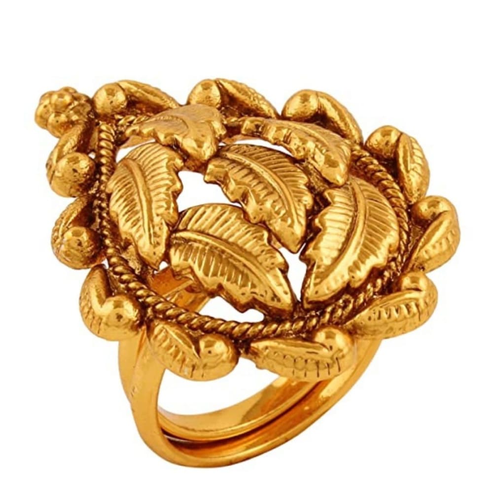 Traditional Gold Finish Adjustable Finger Ring Combo Set of