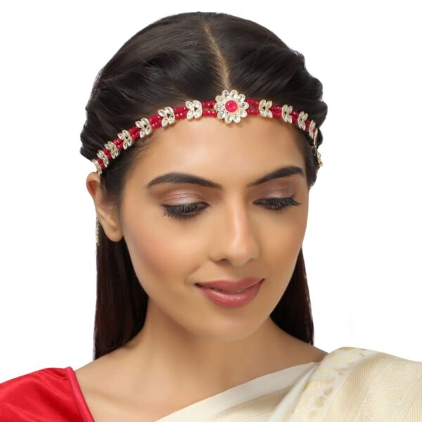 Traditional Gold Plated Bridal Mathapatti/Headband studded