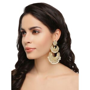 Traditional Gold Plated Chandbali Style Dangle Earrings for Women
