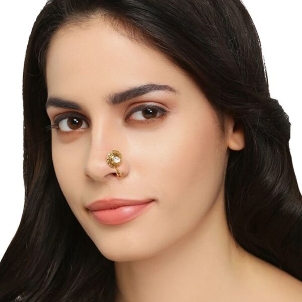 Gold Plated Circle Nose Pin/Nath Clip On Nose Ring Small