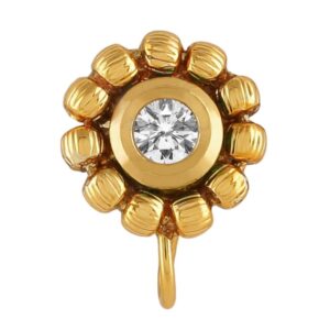 Traditional Gold Plated Circular Shape Kundan Clip on Nose Pin for Women