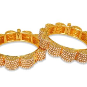 Traditional Gold Plated Gajra Style Pearl Embellished Bangles Set of 2 for Women