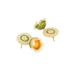 Traditional Gold Plated Kundan & Green Meenakari Jhumka/ Jhumki Earrings for Women