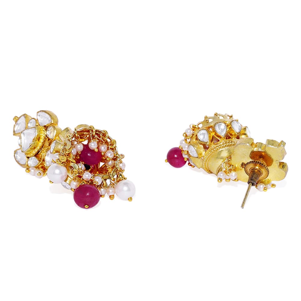 AccessHer Handcrafted Gold toned jadau Kundan and ruby